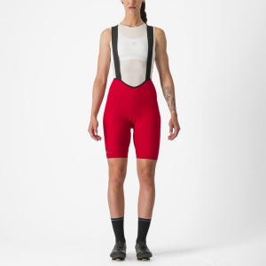 Pantaloni Scurți Cu Bavetă Dama Castelli ESPRESSO W DT Rosii | 02VWUCFGB