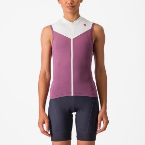 Tricou Dama Castelli SOLARIS SLEEVELESS Violet Inchis Albi | 95EDCPGMU