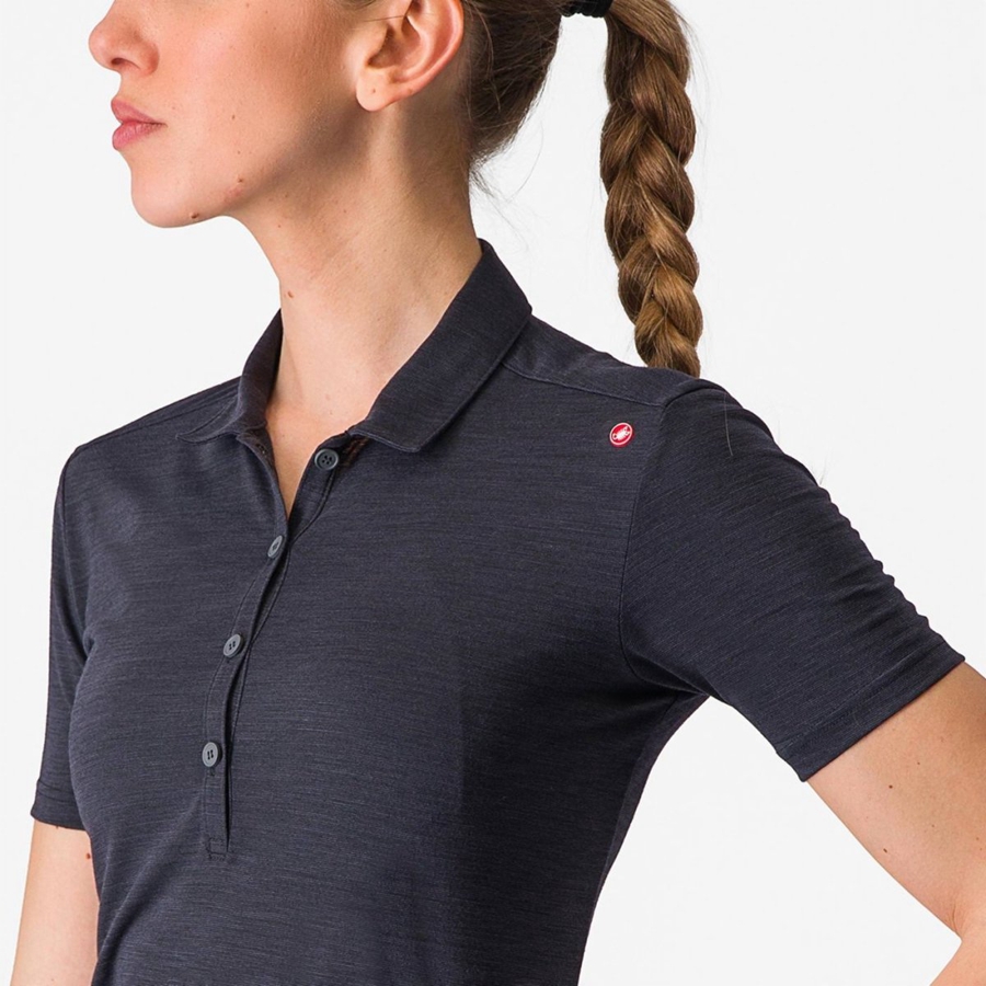 Casual Dama Castelli MERINO W POLO Negrii | 34KTASYOQ