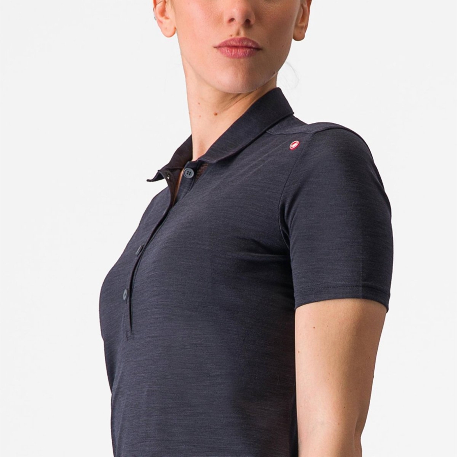 Casual Dama Castelli MERINO W POLO Negrii | 34KTASYOQ