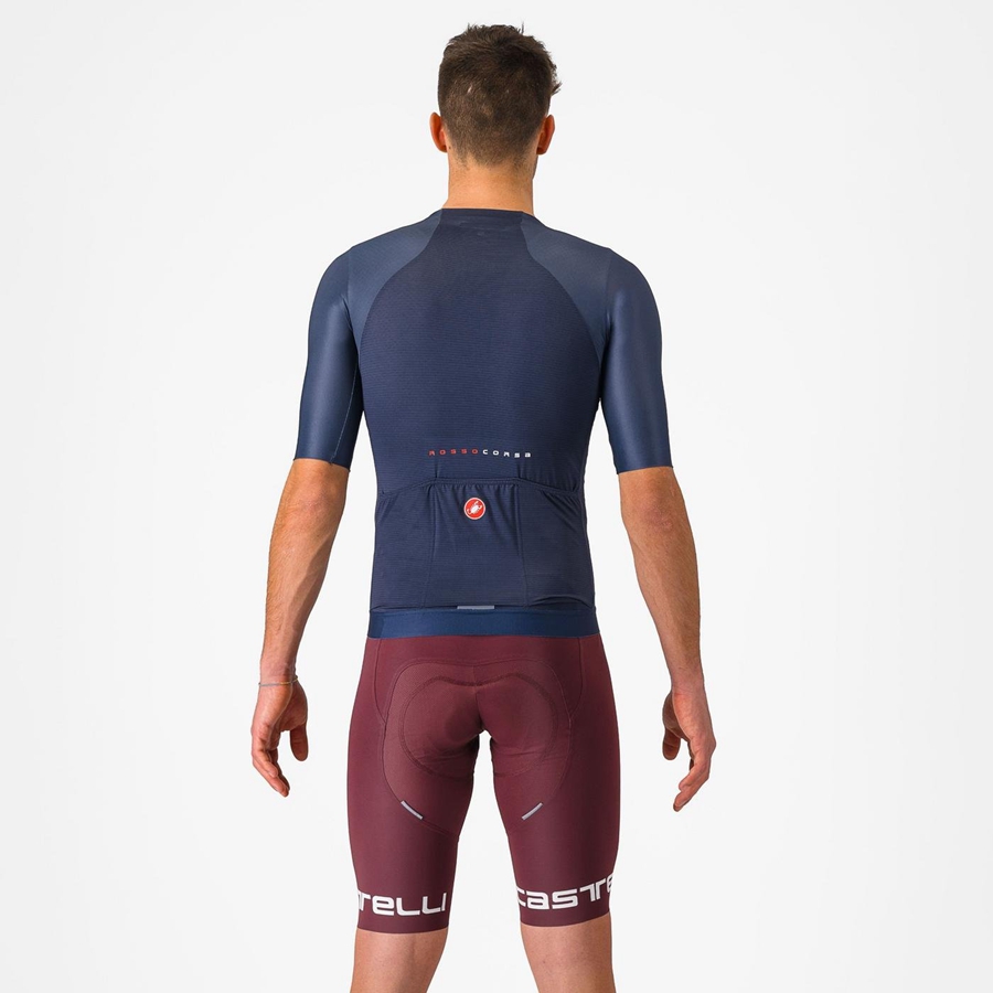 Pantaloni Scurți Cu Bavetă Barbati Castelli FREE AERO RC CLASSIC Visinii Inchis Albi | 70GJCDAYR