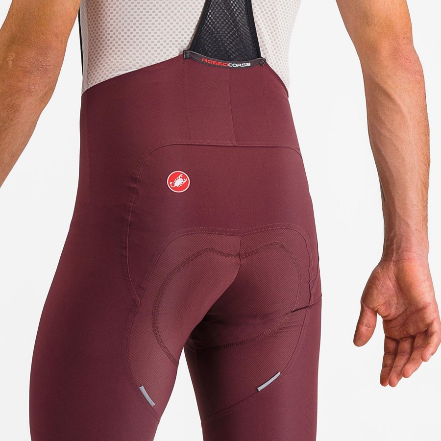 Pantaloni Scurți Cu Bavetă Barbati Castelli FREE AERO RC CLASSIC Visinii Inchis Albi | 70GJCDAYR