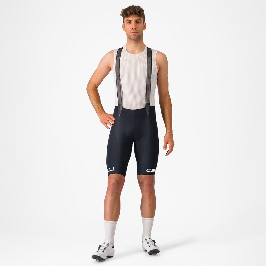 Pantaloni Scurți Cu Bavetă Barbati Castelli FREE AERO RC CLASSIC Negrii Albi | 81WEKAYFQ