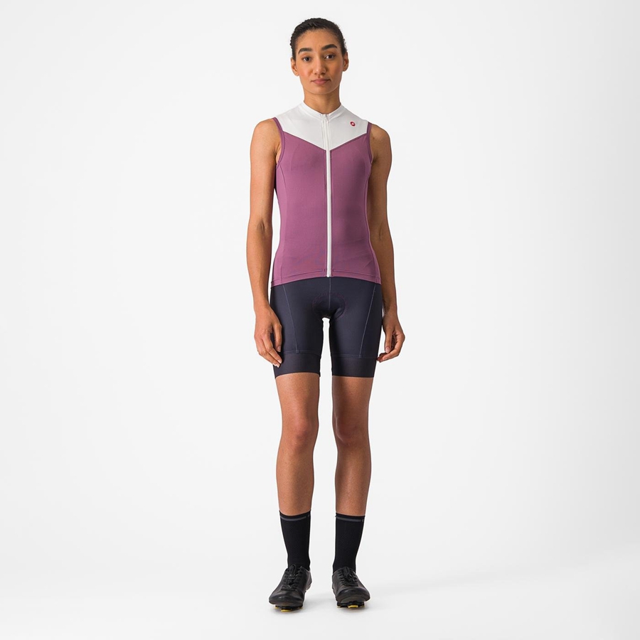 Tricou Dama Castelli SOLARIS SLEEVELESS Violet Inchis Albi | 95EDCPGMU